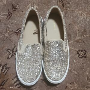 Gold Glitter Kids Slip-On Shoes